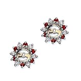 14K Yellow Gold 1/4 ct. Diamond with Alternating 3/8 ct. Ruby Earring Jackets