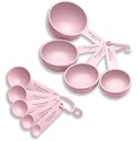 Kitchenaid Classic Plastic Measuring Cups and Spoons Set, Pink