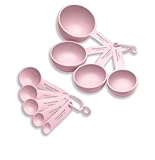 Kitchenaid Classic Plastic Measuring Cups and Spoons Set, Pink