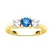 3 Diamond Anniversary Ring 1/2 ct. in 14K Yellow Gold with Blue Center Diamond