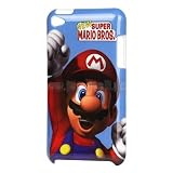 New Super Mario Bros Hard Plastic Case for iPod Touch 4 + Blue USB 2.0 Data Sync Cable for iPhone & iPad & iPod Touch & iPod Nano & iPod+ Clear Screen Protector