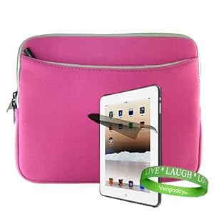 Apple Ipad Accessories Kit: ** PINK ** Form Fitted Scratch Defense Neoprene Sleeve Cover + Custom Cut iPad Screen Protector + Vangoddy Live * Laugh * Love Wrist band