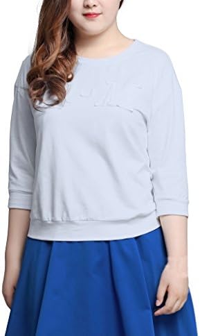 Plus Size Pullover Cotton Sweater with Stretch for Women CaiMai White 10