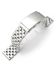 22mm Super Engineer Solid Stainless Steel Straight End Watch Band Diver Wetsuit Ratchet Buckle, Brush