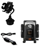 Sony Ericsson w300c Car Cup Holder with Car Charger - Uses Gomadic TipExchange