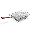 Charcoal Companion Non-Stick Shaker Basket for Grilling with Rosewood Handle