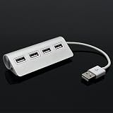 Premium Aluminum 4 Port USB Hub - Sleek Apple-Styled Design Ideal For Macbook, iMac, Vaio, and More