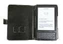Navitech Genuine Black Napa Leather Flip Open Book Style Carry Case / Cover for the Amazon Kindle Keyboard / 3G finished to perfection with a subtle White Stitch