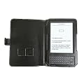 Navitech Premium schwarze Leder Flip-Tragetasche im Buch-Stil f�r das Amazon Kindle Keyboard/ 3G
