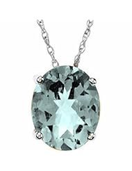 14K White Gold Oval Cut Aquamarine Pendant -- LIFETIME WARRANTY
