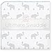 SwaddleDesigns Ultimate Winter Swaddle, X-Large Receiving Blanket, Made in USA, Premium Cotton Flannel, Elephant and Pastel Blue Chickies (Mom's Choice Award Winner)