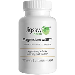 Jigsaw Magnesium w/SRT - Premium, Organic, Slow Release Magnesium Supplement - Active, Bioavailable Magnesium Malate Tablets With B-Vitamin Co-Factors, 120 tablets