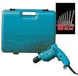 Makita 6408KX1 3/8-Inch Drill with Free 10 Piece Drill Bit Set