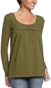 Izod Women's 3/4 Sleeve Crochet Front Top