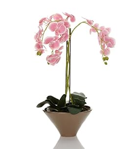Artificial Orchid in Triangle Ceramic Pot