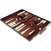 Brown and Tan Stripe Backgammon Set - Medium Attache
