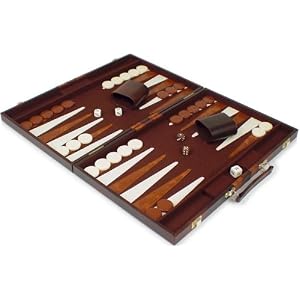 Brown and Tan Stripe Backgammon Set - Medium Attache by 