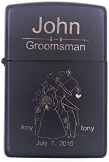 Personalized Custom Engraved Windproof Lighter Groomsmen/Groomsman Gift Best Man Gift Wedding Favor Birthday Gift Fathers' Day Gift - Kiss Lovers (Blue Ice)