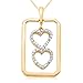 10k White or Yellow Gold Framed Double Heart Pendant (1/10 cttw, I-J Color, I2-I3 Clarity) image 2