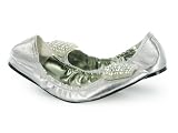 Guess Jadelynn Grey Patent Leather Ballerina Flats Women's Shoes