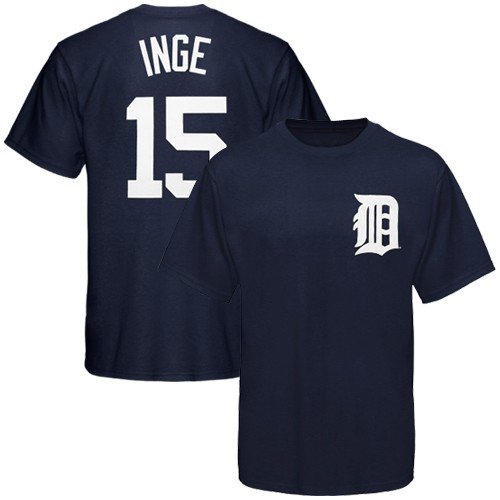 MLB Brandon Inge Detroit Tigers Adult Short Sleeve Basic Tee (Athletic Navy, Small)