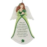 Irish Blessing Celtic Shamrock Angel Porcelain Christmas Ornament