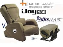 iJoy 130 BONE Human Touch Massage Chair + Ottoman 2.0 Calf and Foot Massager