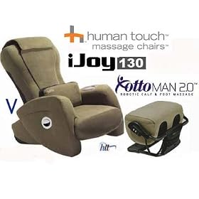 iJoy 130 BONE Human Touch Massage Chair + Ottoman 2.0 Calf and Foot Massager