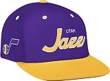 Utah Jazz Script Purple/Yellow Two Tone Snapback Adjustable Plastic Snap Back Hat / Cap