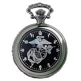 Zan Headgear VP32 Pocket Watch, Chrome, Military, U.S. Marine, Black Face by Zan Headgear