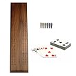 Complete Cribbage Set - Solid Walnut Wood 2 Track Competition Cribbage Board with Quality Solid Brass Cribbage Pegs with a Tapered Body Design and an Easy Grip Top (3 Gold / 3 Silver) and a Deck of Playing Cards