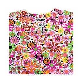 Medical Uniform - Bright Floral Print V-Neck Scrub Top (XS-3X) SIZES RUN LARGE!