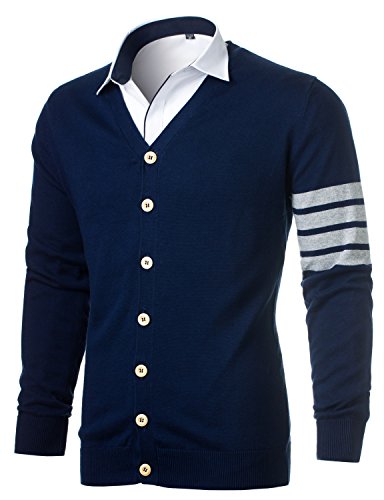 David.Ann Men's Casual Slim Fit Basic Designed Long Sleeve V-Neck Sweater