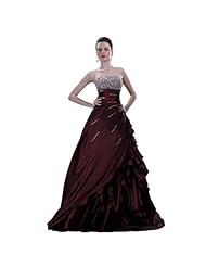 A-line Strapless Full Length Empire   Waistline Sleeveless Sequined Beaded Polyester/Taffeta Prom Dress/Quinceanera Dress 