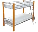 Barcelona Single 3FT Wood & Metal Bunk Bed Frame in Beech - Can Split into 2 Beds