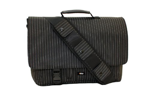 BBP Bags - Expandit Messenger Laptop Bag Medium Black Pinstripe 15