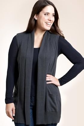 Plus Open Front Longline Knitted Waistcoat With Angora