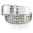 FAUX LEATHER SNAP ON SILVER STUDDED WHITE BELT WITH A DETACHABLE BUCKLE FITS ANY BUCKLE