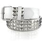 GENUINE LEATHER SNAP ON SILVER STUDDED WHITE BELT WITH A DETACHABLE BUCKLE FITS ANY BUCKLE