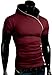 Grin&Bear Men's Zipped Sweatshirt Polo Hoodie, Burgundy, Shortsleeve, M, BH135