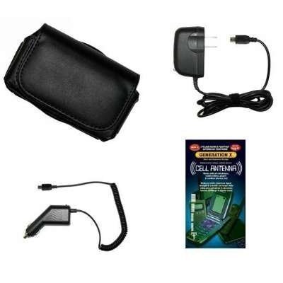 Cell Phone Accessories Bundle for T-Mobile HTC Touch Pro 2 (Includes; Premium Leather Side Carry Case, Rapid Car Charger cla, Travel Home Wall Charger, Generation X Antenna Booster)
