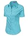 LA BASIC Womens Short Sleeve Button Down Collared Shirts (S-3XL)