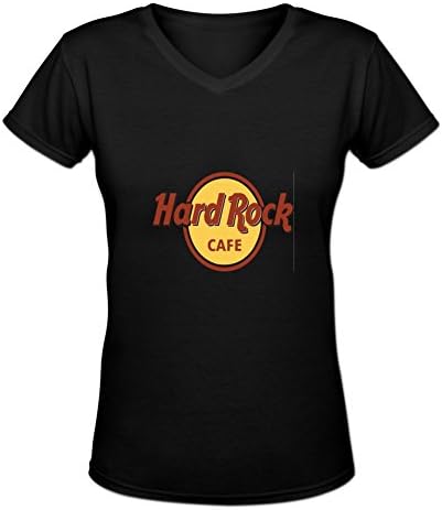 Goonowe Female's Custom Hard Rock Cafe V-neck T-Shirt L Black