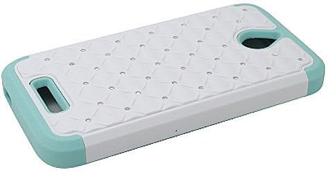 Digital4all(TM) For HTC Desire 510 Diamond Studded Defender Silicone Rubber Skin Hard Case + [FREE LCD Screen Protector Shield(Ultra Clear)+Touch Screen Stylus] (Diamond White / Teal)
