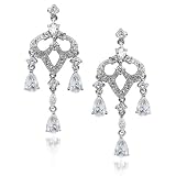 Studio 925 April Diamond CZ Pave Sterling Silver Chandelier Earrings