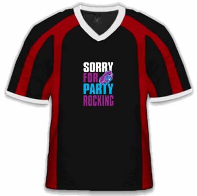 Sorry For Party Rockin Big & Bold Handphones Music Popular Trendy Men's T-shirt (Large, BLACK / WHITE / BLACK)