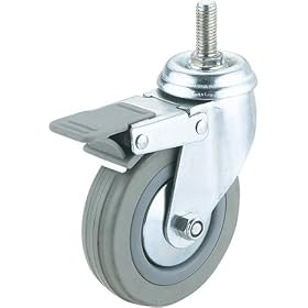 Woodstock International H0686 3 Gray Rubber Swivel Caster w  Double Brake, Threaded by Woodstock