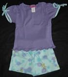 Girls Pull-on Short Set Bow Sleeve T-Shirt w/Matching Trim