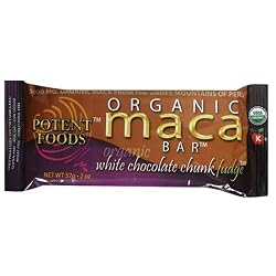POTENT FOODS&reg; Organic Maca Bar&trade;, White Chocolate Chunk Fudge, 2-Ounce Bars (Pack of 15)