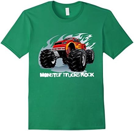 Men's Monster Trucks Rock T-Shirt for Kids, Boys &amp; Men's 3XL Kelly Green